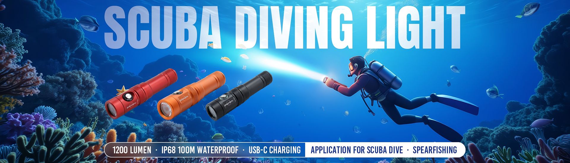 USB-C Charging Diving Flashlight